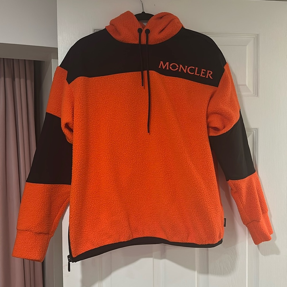 Moncler Orange Fleece Pullover Hoodie